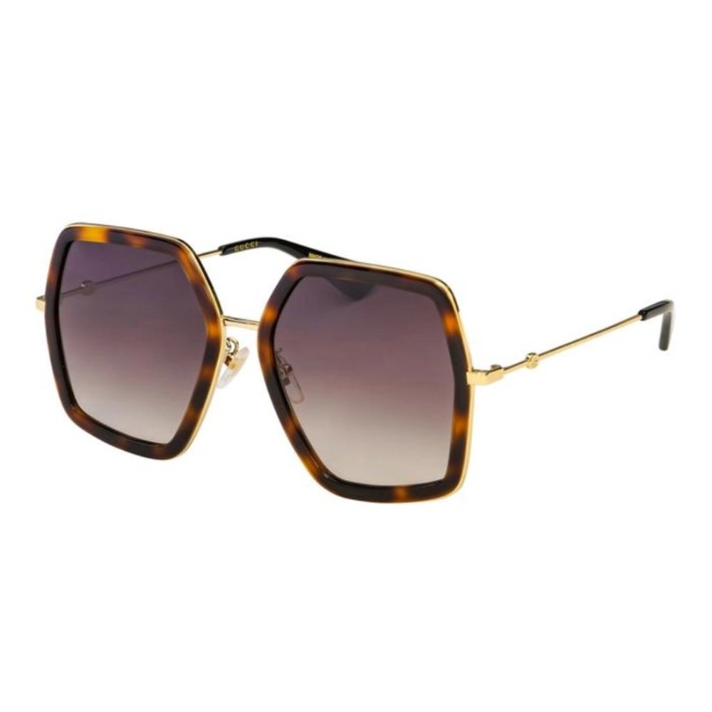 Gucci Brown Black 56mm Geometric Havana Frame | Gradient Lens Sunglasses